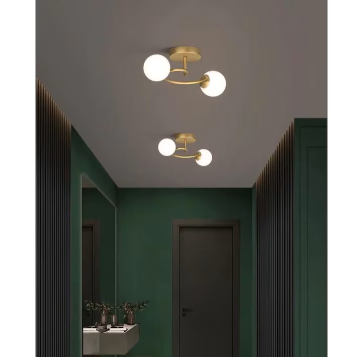 Lustra 596-2 Cu Abajururi 2 X E27 Auriu