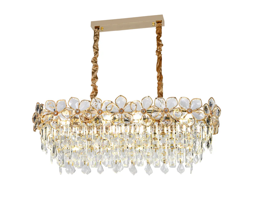 Candelabru Auriu Cristal 800x300, 8xE14-75001
