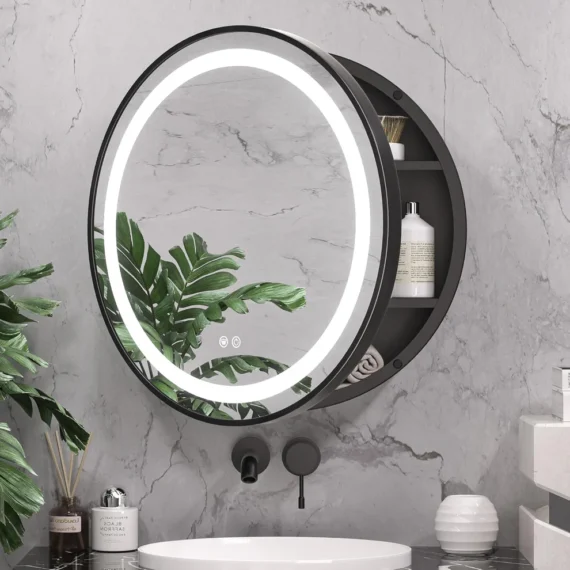 Oglinda LED cu Dulap Rotunda 50x50cm