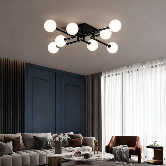Lustra Cu Glob Black DN06-8 , 8xE27