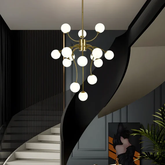 Lustra suspendata E007-15 X G9, Auriu