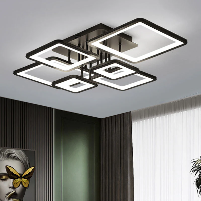 Lustra LED Cu Telecomanda, 3 Tipuri De Lumina, Intensitate Reglabila, 228W, Negru