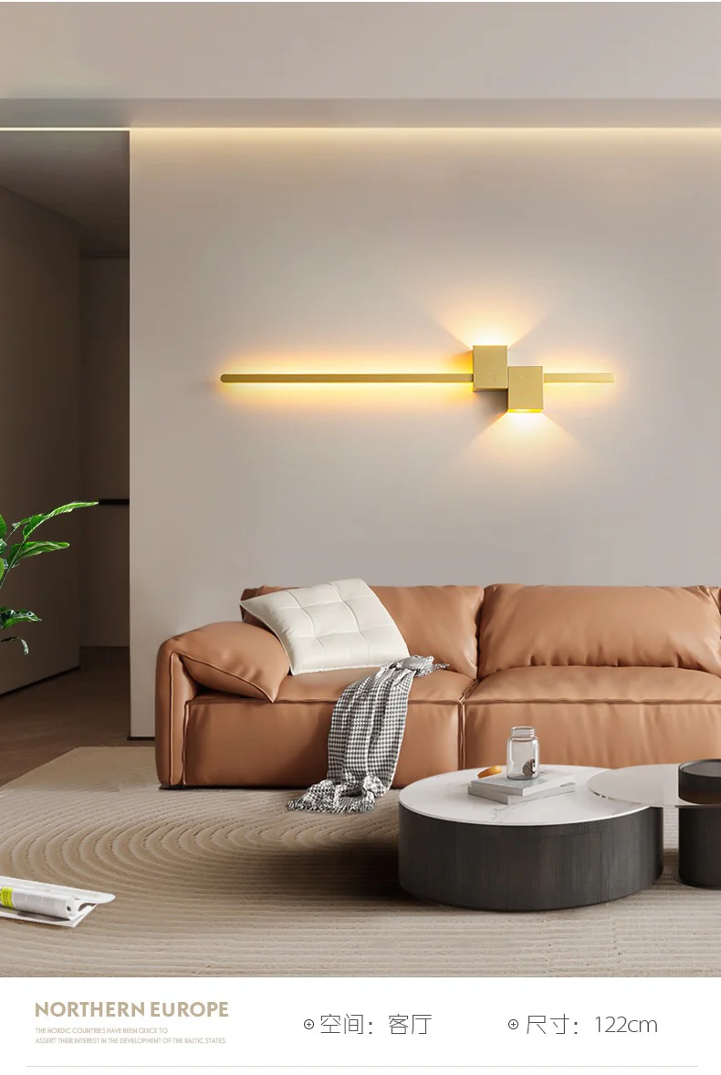 Aplica LED 80cm Minimalist Auriu Moderna 38W,3 Tipuri De Lumina