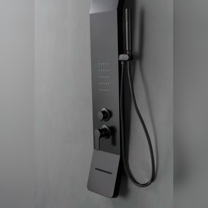 Panel de Dus Shark cu Efect de Ploaie si Jeturi cu Masaj, Negru Lucios