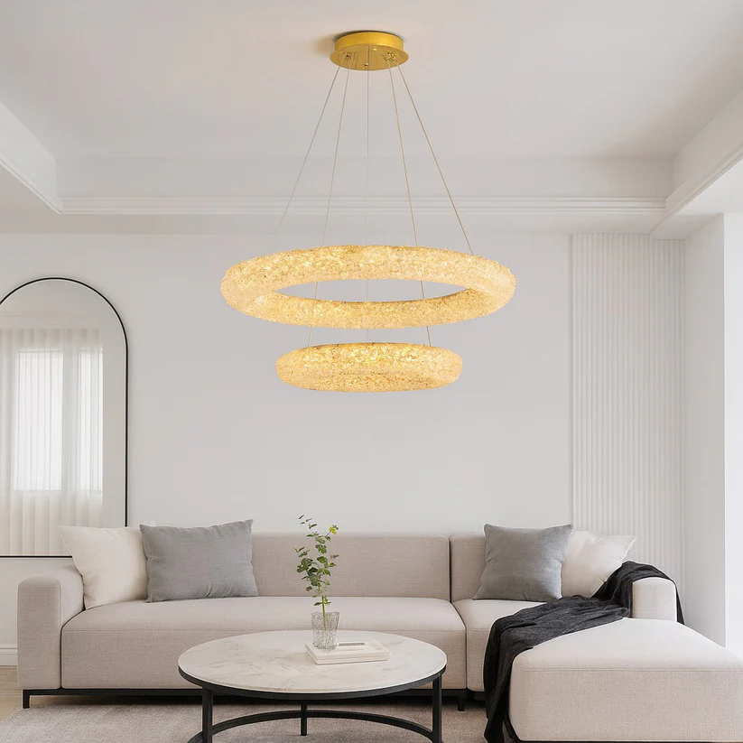 Candelabru LED Textura Cristal Metal 212W Auriu 98022