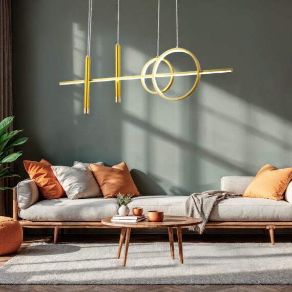 Lustra led Suspendata Aurie cu telecomanda CAELI 82W