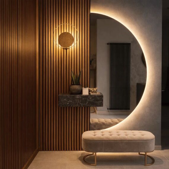 Oglinda LED decorativa semicirculara – design modern cu iluminare ambiental 9135 - 50×100 cm