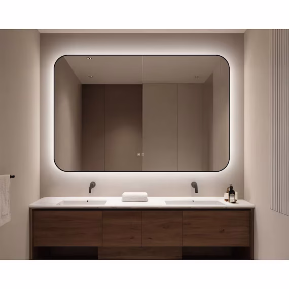 Oglinda LED Touch Cu Functie Dezaburire Rama Negru 130 x 80 cm