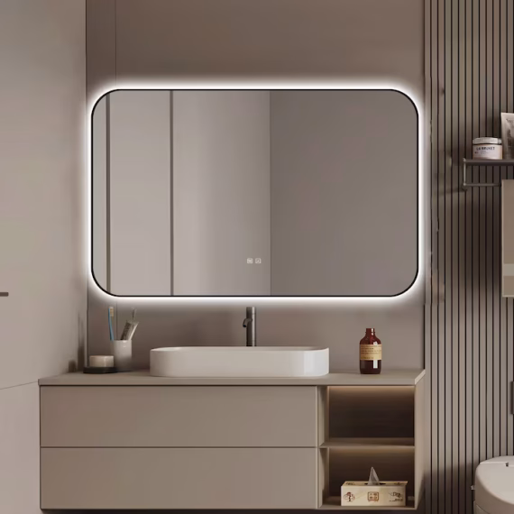 Oglinda LED Touch Cu Functie Dezaburire Rama Negru 110 x 70 cm