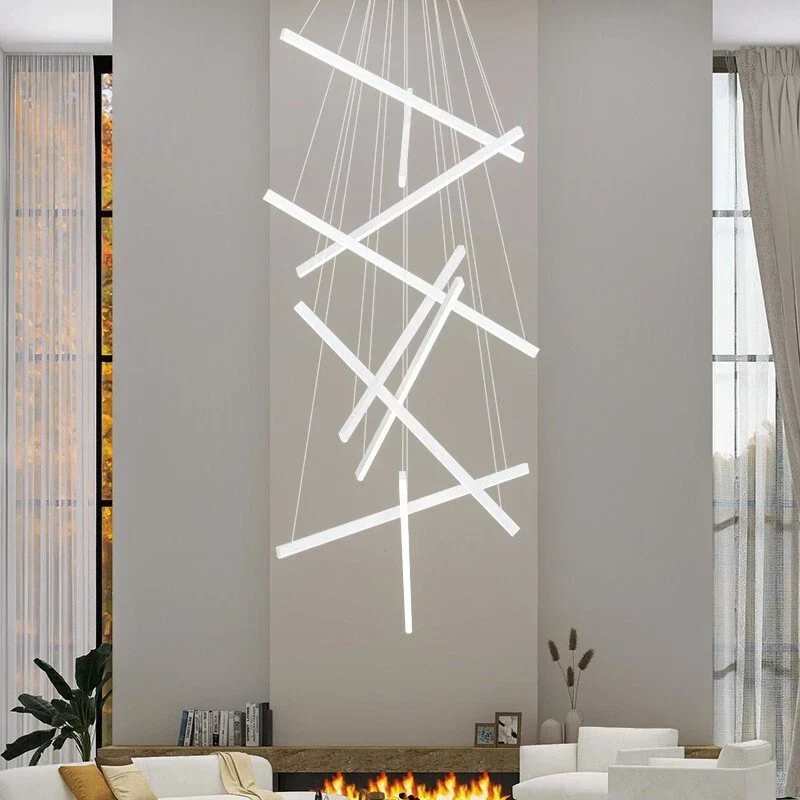 Lustra LED Design Geometric Alb 9 X Lines