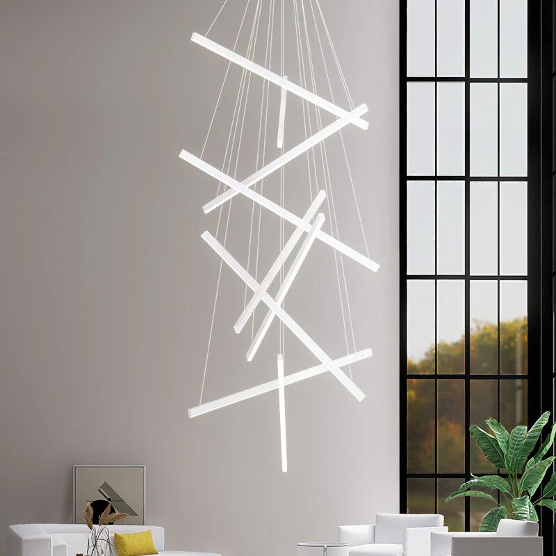 Lustra LED Design Geometric Alb 9 X Lines
