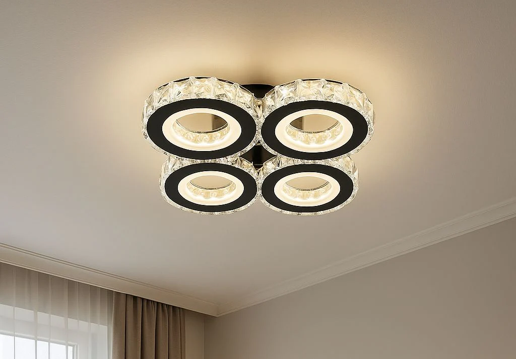 LUSTRA LED 19373/4 NEGRU-CROM CU TELECOMANDĂ, 96W, DESIGN MODERN