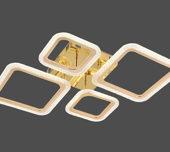 Lustra LED Cu Telecomanda, 3 Tipuri De Lumina, 84W, Auriu,R9181/2+2