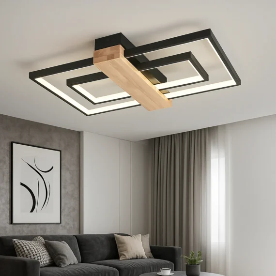 Lustra LED Modernă 9416 Design Elegant cu Accente din Lemn