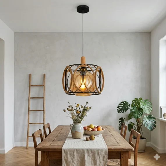 Pendul cu Abajur, 1 x E27, Inaltime Reglabila, Negru 6249/1