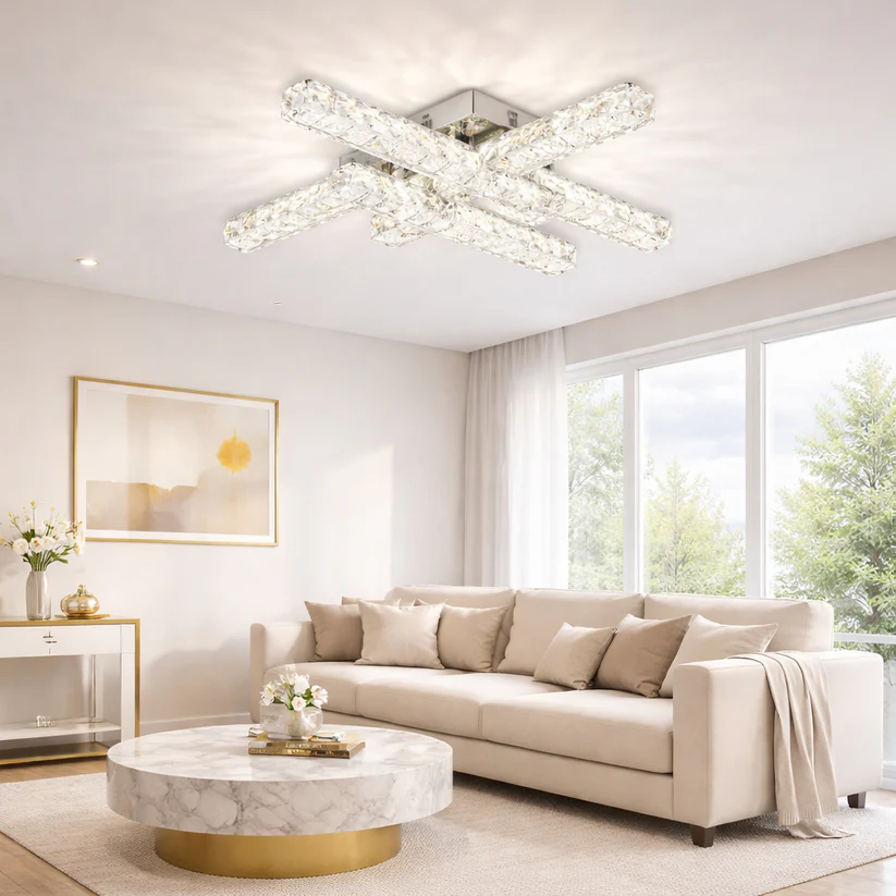 Lustra LED Cu Telecomanda, 3 Tipuri De Lumina, Intensitate Reglabila, 72W, Argintiu 9183/4