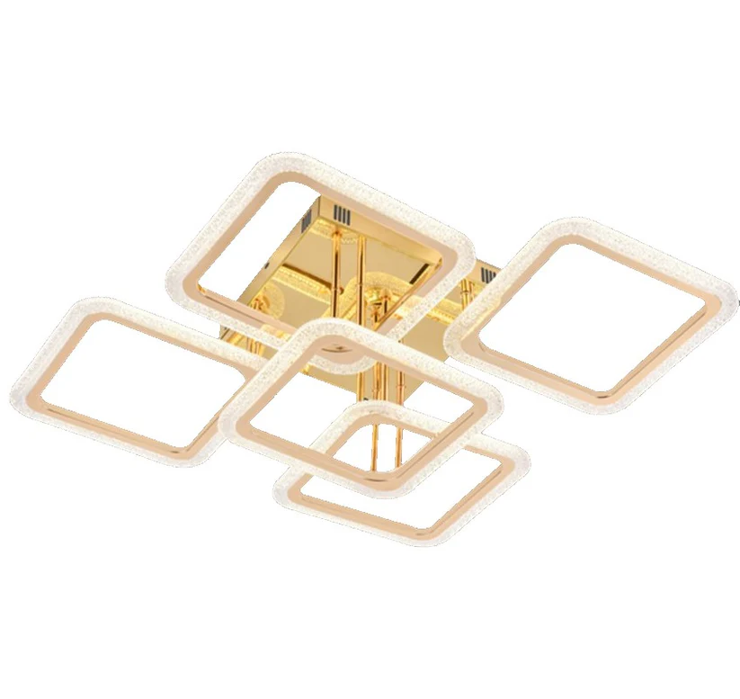 Lustra LED Cu Telecomanda, 3 Tipuri De Lumina, Intensitate Reglabila, 130W, Auriu 9181/2+2+1