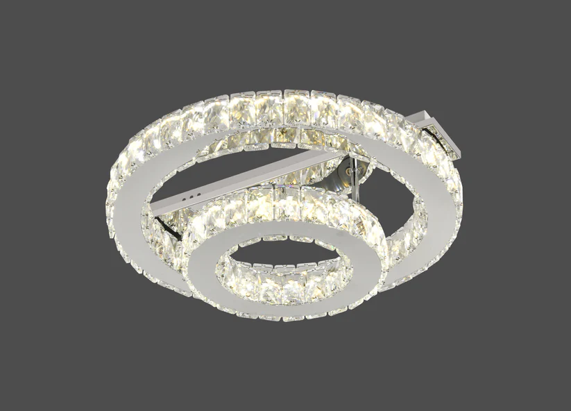 Lustra LED Cu Telecomanda, 3 Tipuri De Lumina, Intensitate Reglabila, 72W, Argintiu 9182/1+1