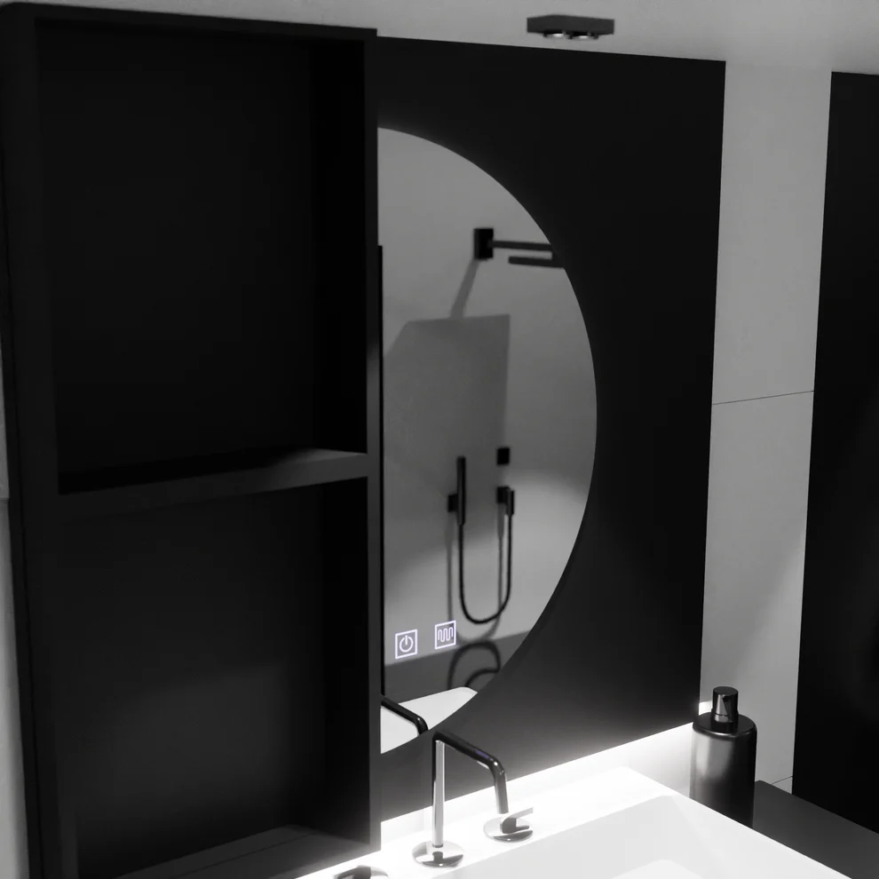 Oglinda LED E52S 50x100cm, Arcuat Touch, Sistem Dezaburire, Dimabila