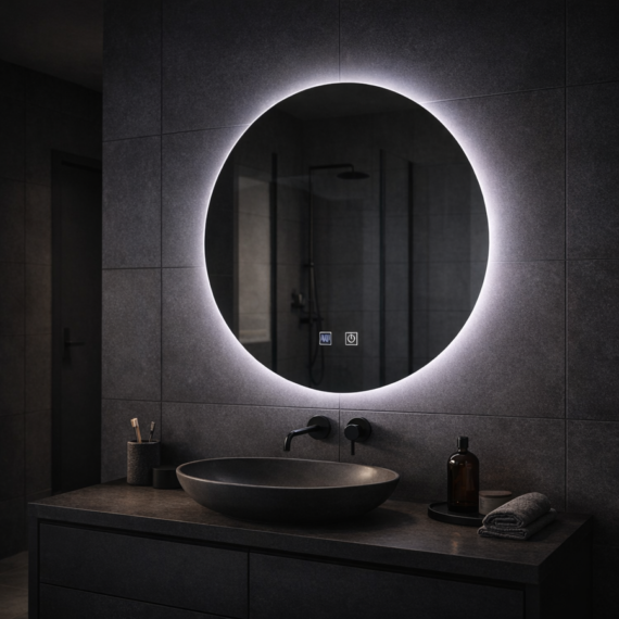 Oglinda LED Rotunda, 70cm, Touch, Sistem Dezaburire E13S