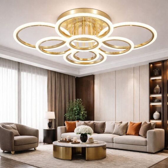 Lustra LED Cu Telecomanda, 3 Tipuri De Lumina, Intensitate Reglabila, 208W, Auriu 9180/2+2+2+2