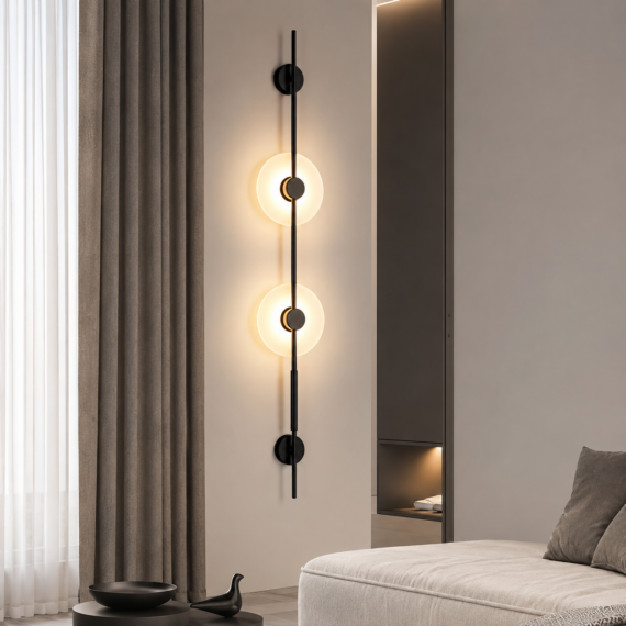Aplica LED Moderna Verticala Neagra – Design Minimalist pentru Dormitor Living