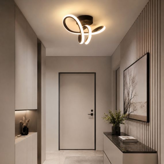 Plafoniera LED Moderna Neagra – Design Minimalist 20W cu 3 Tipuri de Iluminare