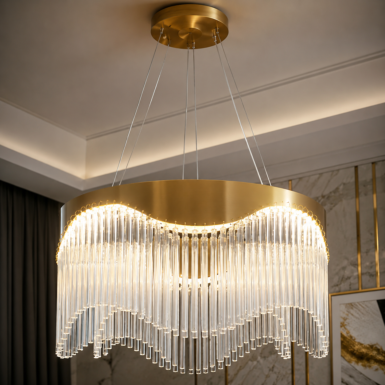 Candelabru Auriu LED pentru Living 40CM, Design Elegant Premium 78W, 3 Tipuri Iluminat