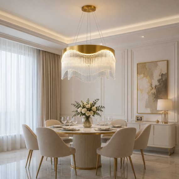 Candelabru Auriu LED pentru Living 40CM, Design Elegant Premium 78W, 3 Tipuri Iluminat