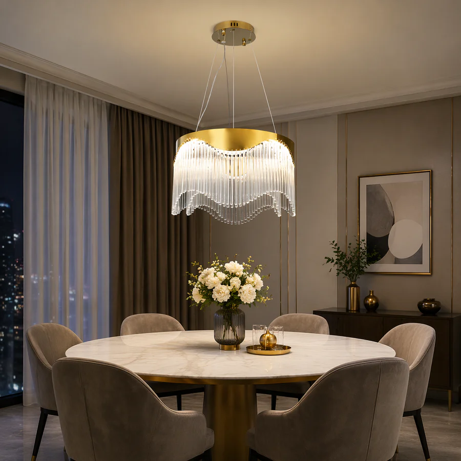 Candelabru Auriu LED pentru Living 40CM, Design Elegant Premium 78W, 3 Tipuri Iluminat