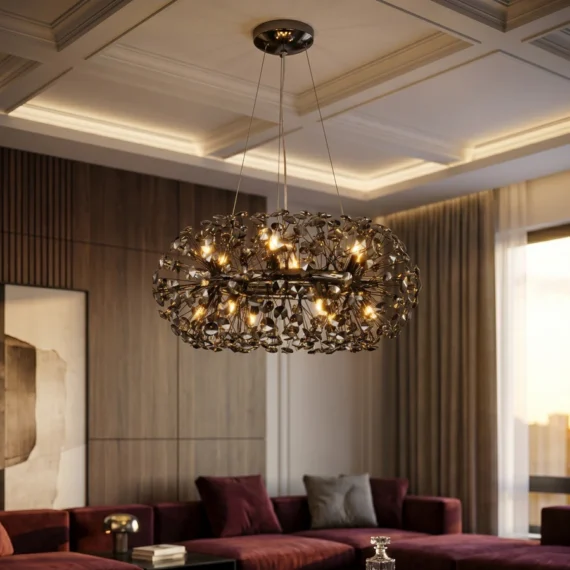 Candelabru LED Elegant Cristal cu Design Deosebit Neagra 6xG9