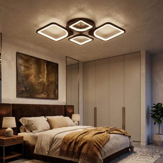 Lustra LED cu Telecomanda Maro, 3 Tipuri Iliminat 100w, 6604