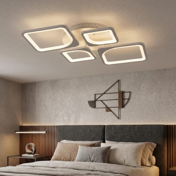 Lustra LED cu Telecomanda Albă, 3 Tipuri Iliminat 100w, 6604