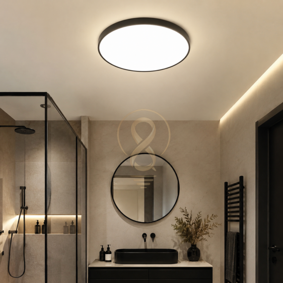 Aplica LED Slim Neagra pentru Baie – Design Modern și Elegant