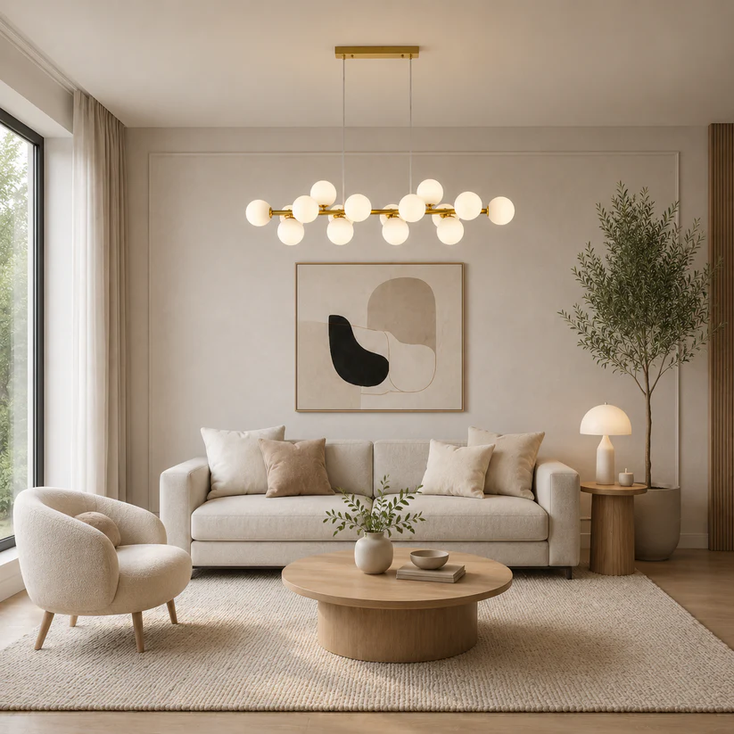 lustra Suspendata Cu Abajururi, 16 x G9, Inaltime Reglabila, Auriu/Alb 9194/16