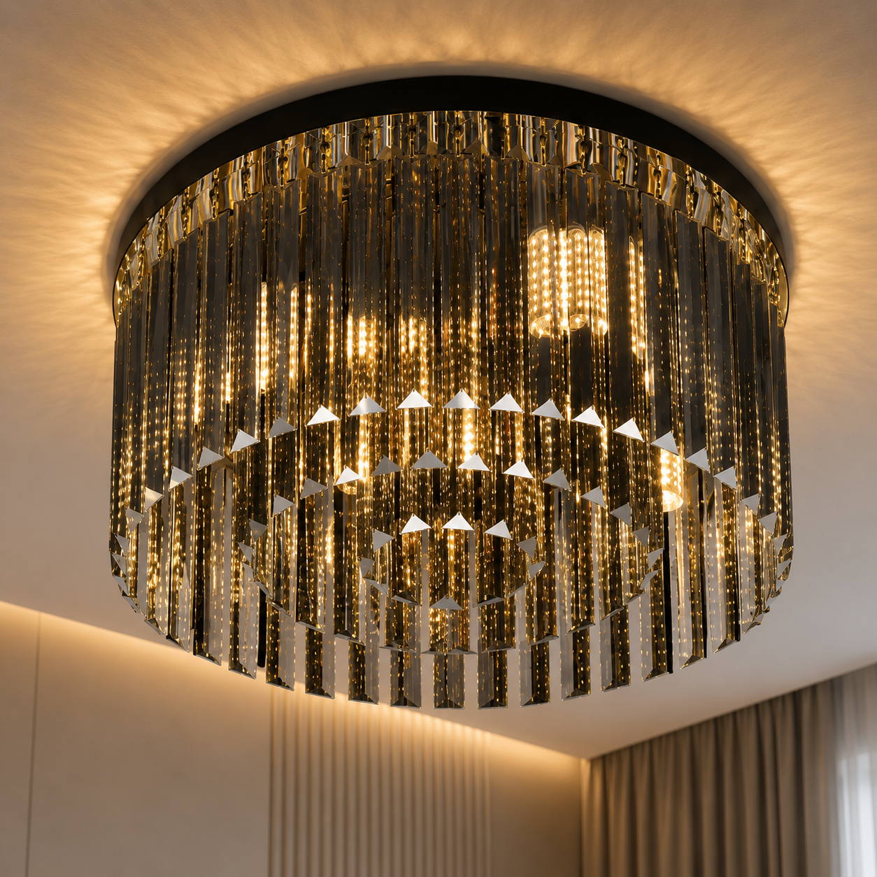 Candelabru Negru Cristal Fumuriu 40×40, 6xE27 8457