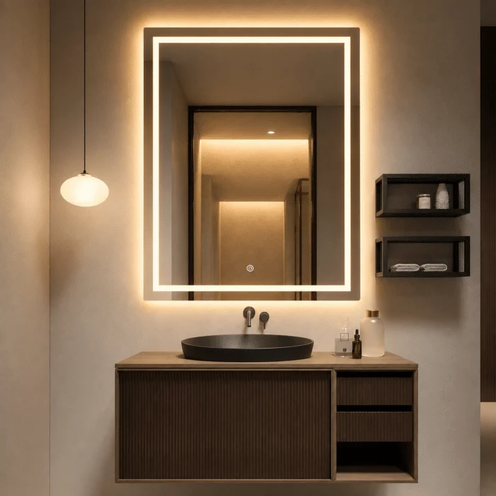 Oglinda LED Premium Dreptunghiulara, 60×80, Dimabila, Touch