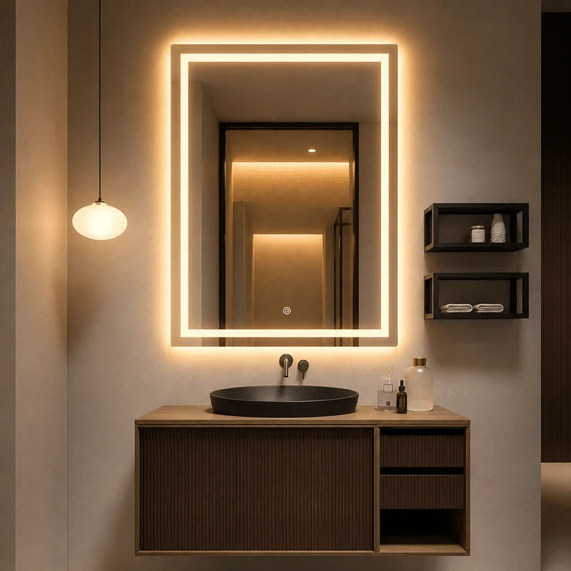 Oglinda LED Premium Dreptunghiulara, 60×80, Dimabila, Touch