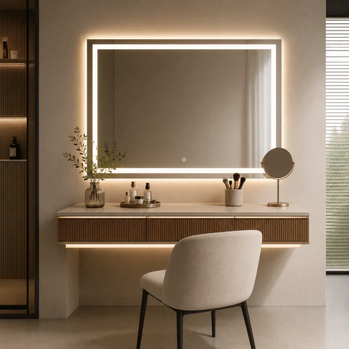 Oglinda LED Premium Dreptunghiulara, 80×60, Dimabila, Touch
