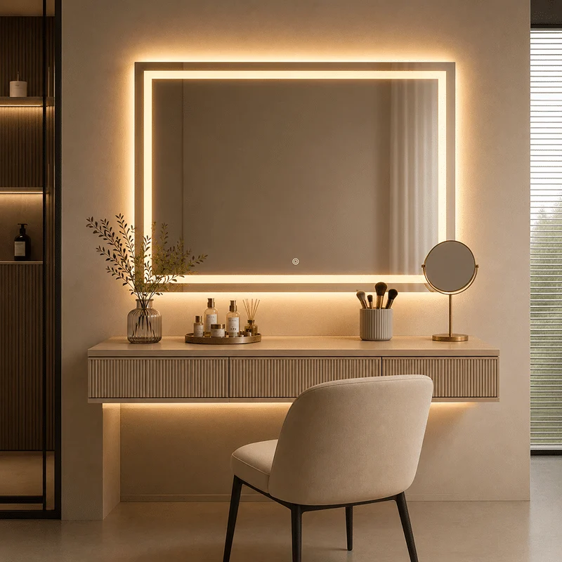 Oglinda LED Premium Dreptunghiulara, 80×60, Dimabila, Touch