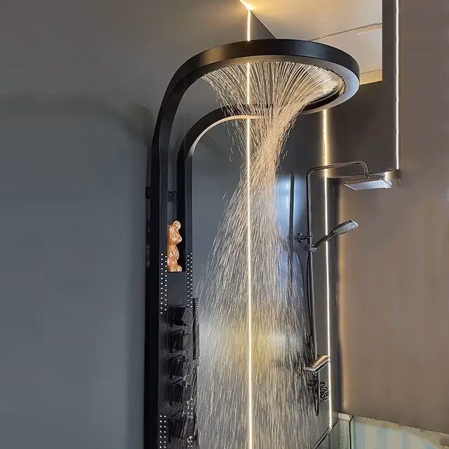 Coloana de Dus Efect de Ploaie, 5 Functii Hidromasaj , Negru